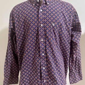 Ariat Multi-colored Design Long Sleeve Button Front Shirt Sz XL